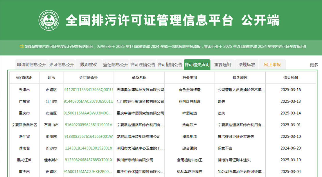 全國排污許可證管理信息平臺